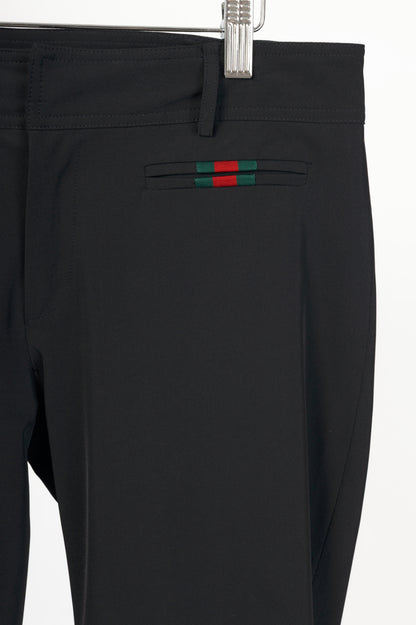 Gucci Black Twill Web-Trim Ankle-Length Riding Pants