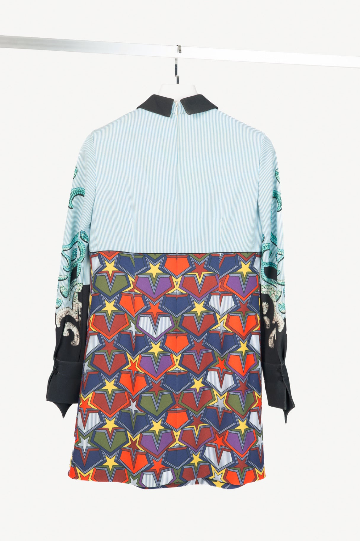 Mary Katrantzou AW16 Multicolour Pinstripe & Star-Print Mini Dress