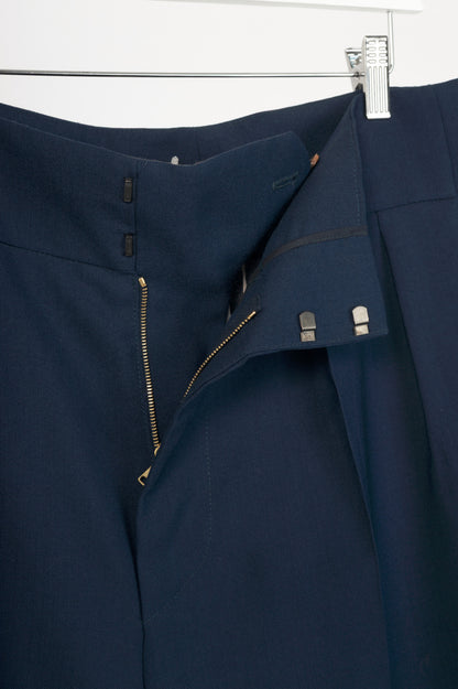 Marni Deep Blue Wool Two Ply Fresco Cropped Trousers