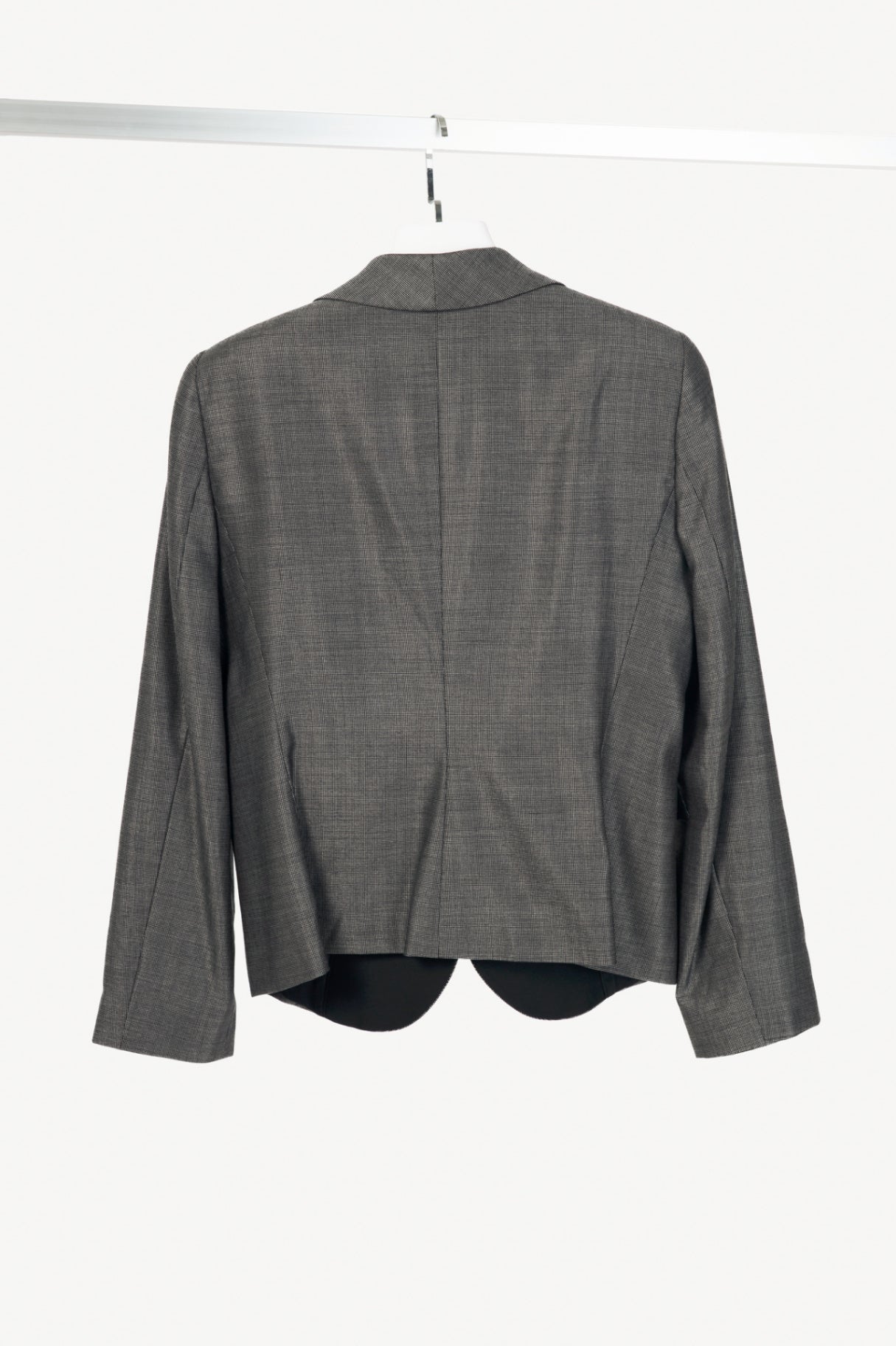Armani Collezioni Grey Wool-Blend Single-Breasted Blazer