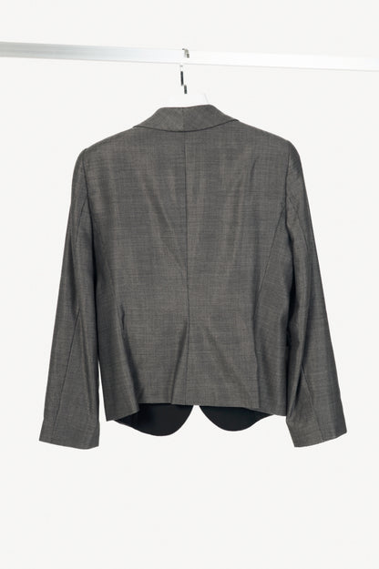 Armani Collezioni Grey Wool-Blend Single-Breasted Blazer