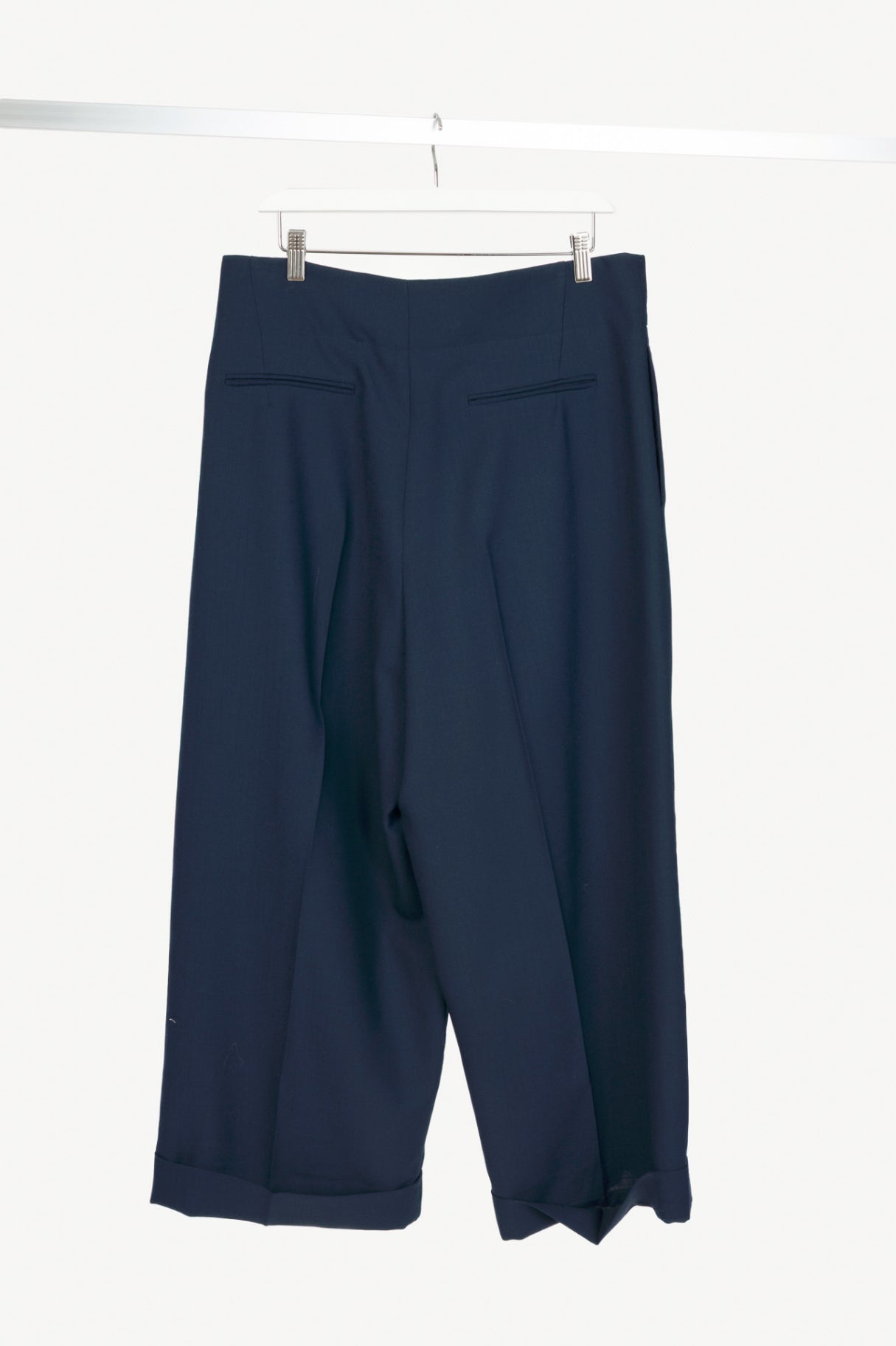 Marni Deep Blue Wool Two Ply Fresco Cropped Trousers