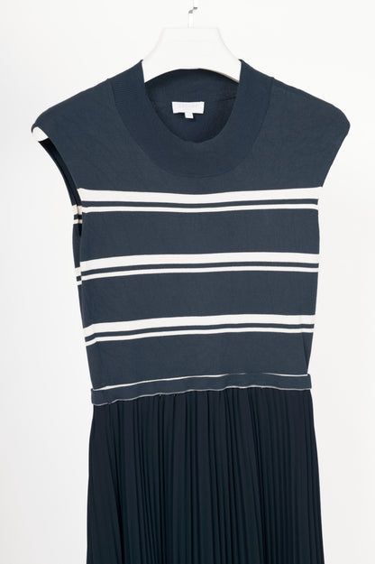 Escada Sport Dicco Deep Atlantic Striped-Knit Pleated Midi Dress
