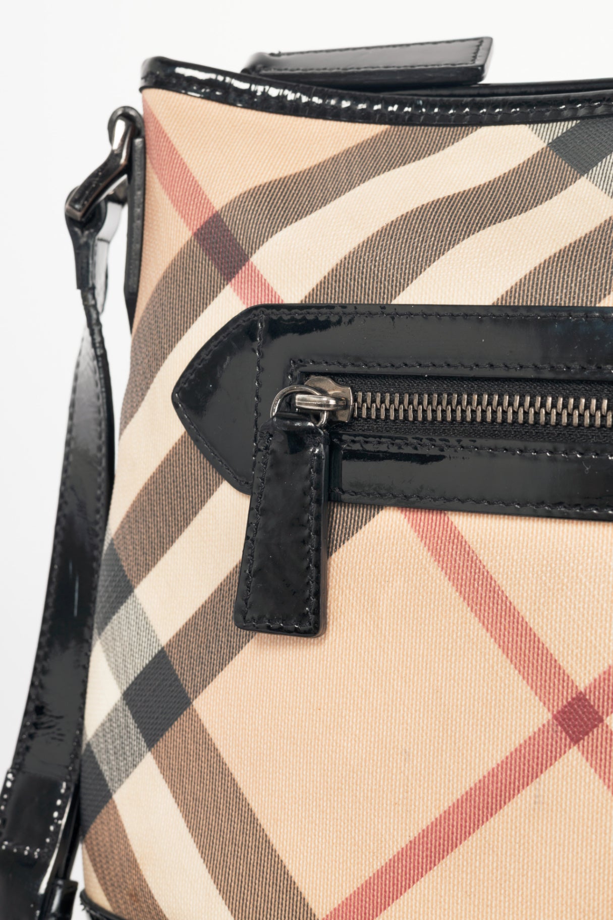 Burberry Dryden Nova Check Patent-Leather-Trim Crossbody