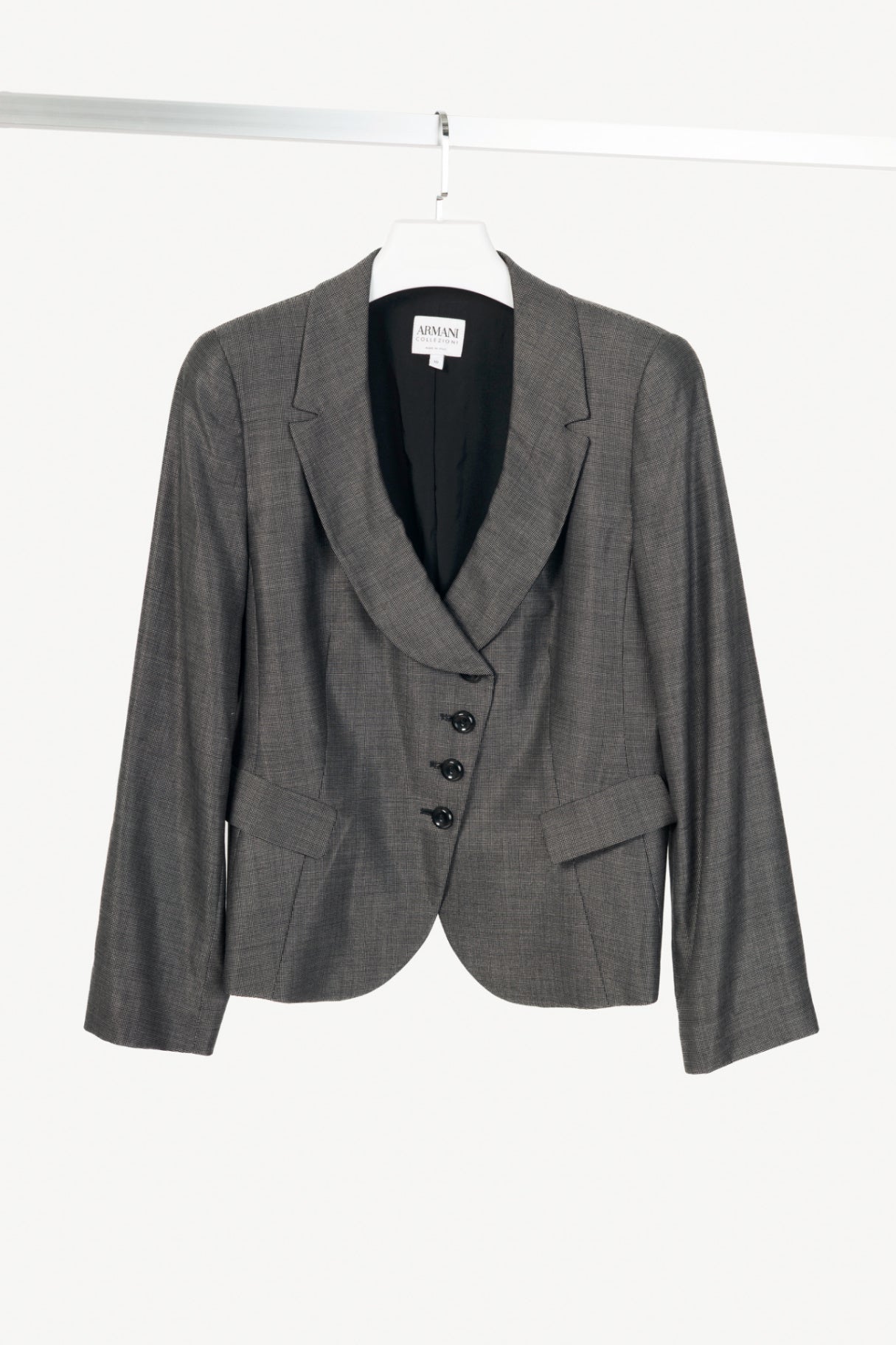 Armani Collezioni Grey Wool-Blend Single-Breasted Blazer
