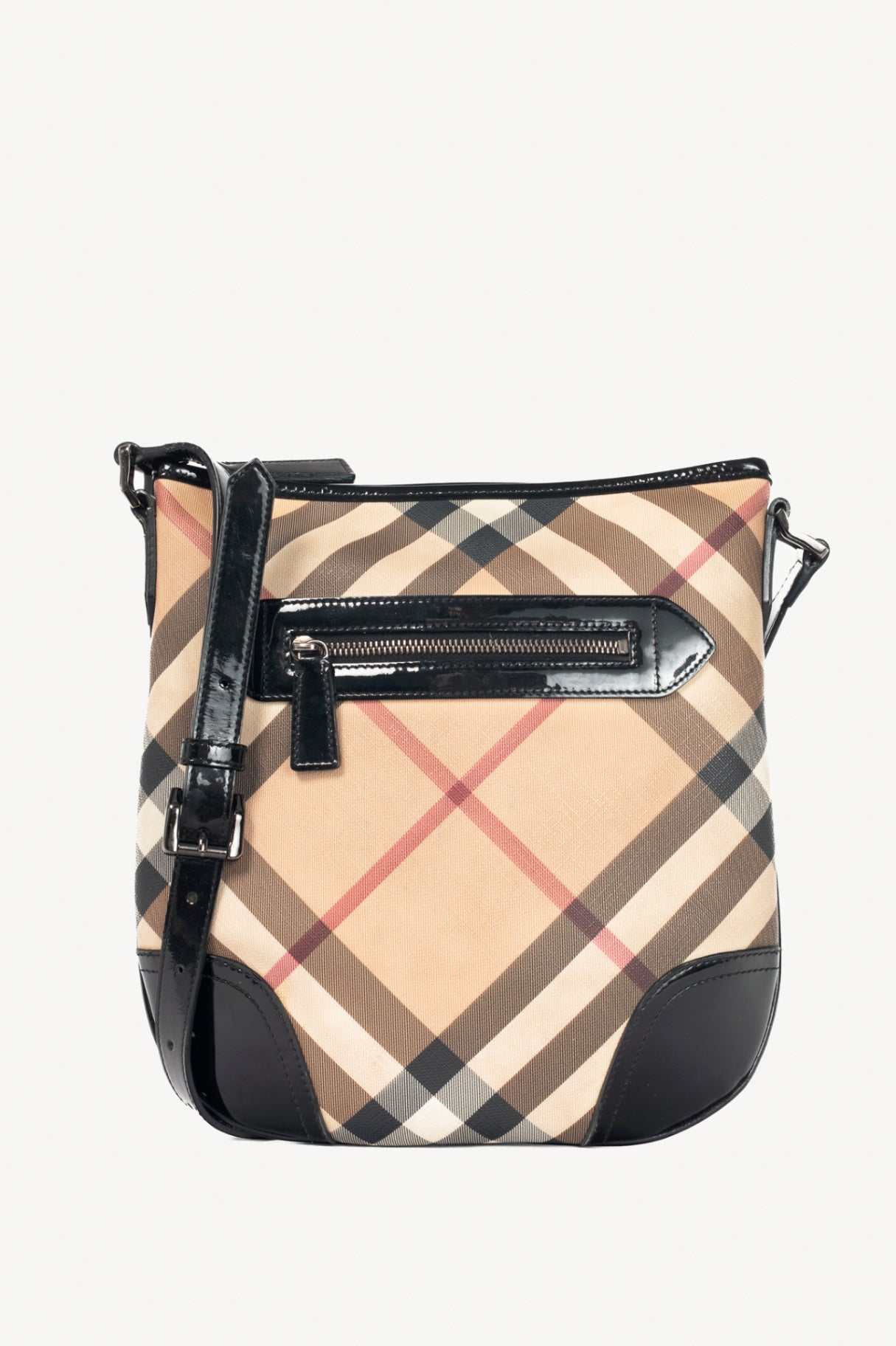 Burberry Dryden Nova Check Patent-Leather-Trim Crossbody