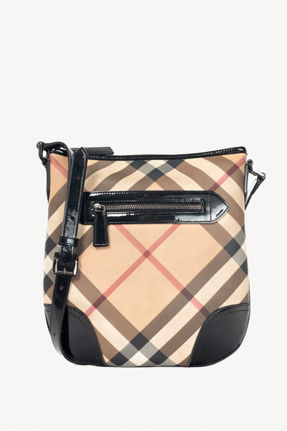Burberry Dryden Nova Check Patent-Leather-Trim Crossbody