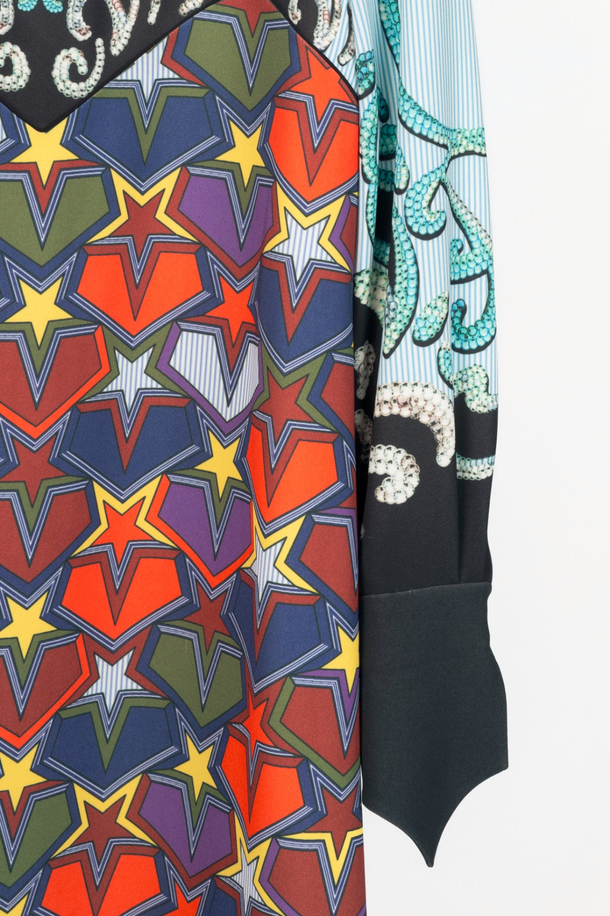 Mary Katrantzou AW16 Multicolour Pinstripe & Star-Print Mini Dress