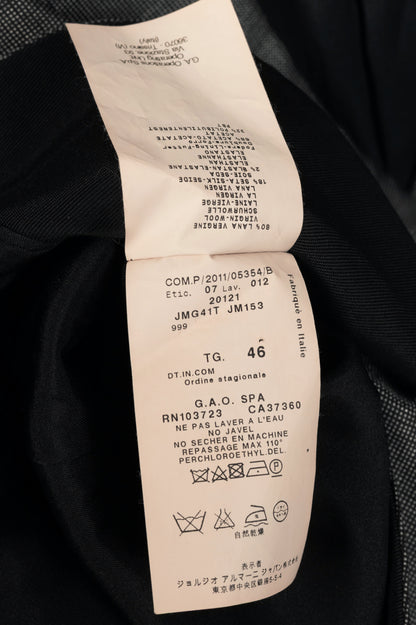 Armani Collezioni Grey Wool-Blend Single-Breasted Blazer