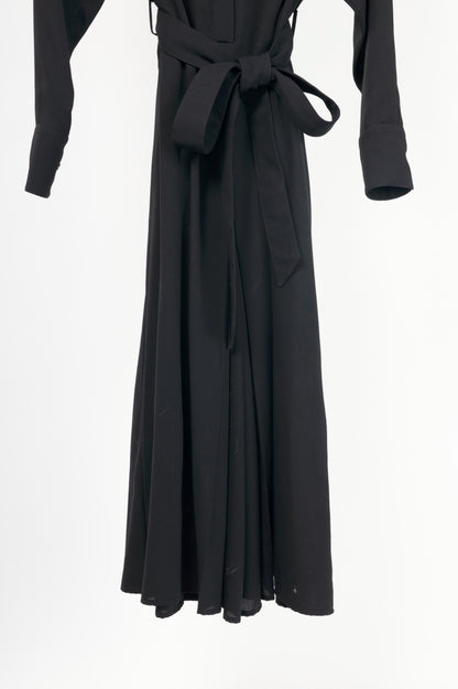 AMI Black Wool-Crepe Belted Cropped Jumpsuit
