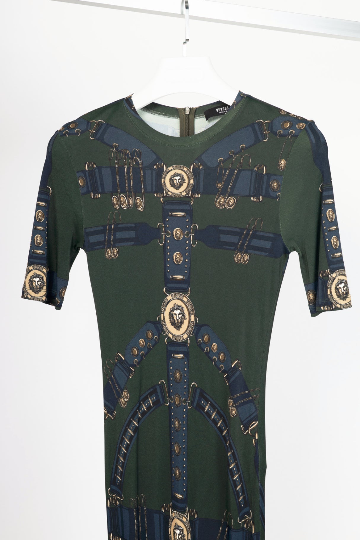 Versus Versace Olive Harness-Print Jersey Dress 