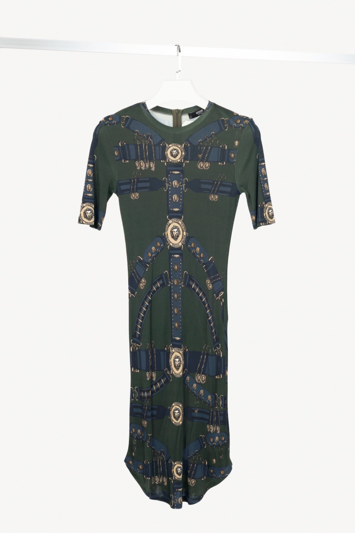 Versus Versace Olive Harness-Print Jersey Dress 