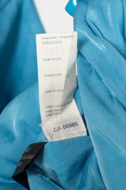 Versace Blue Viscose-Jersey Hardware-Racerback Mini Dress