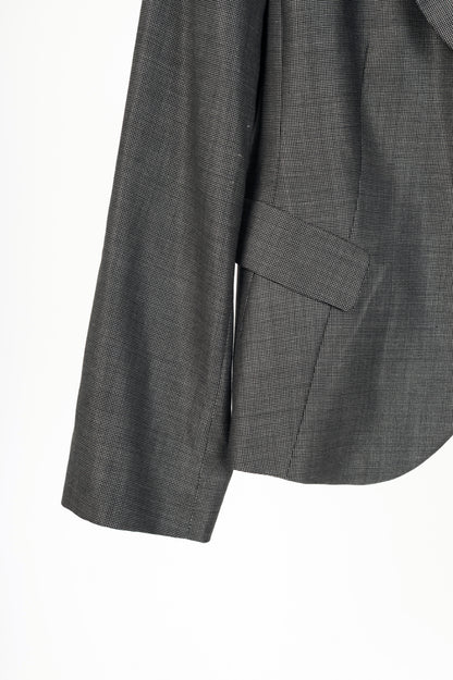 Armani Collezioni Grey Wool-Blend Single-Breasted Blazer