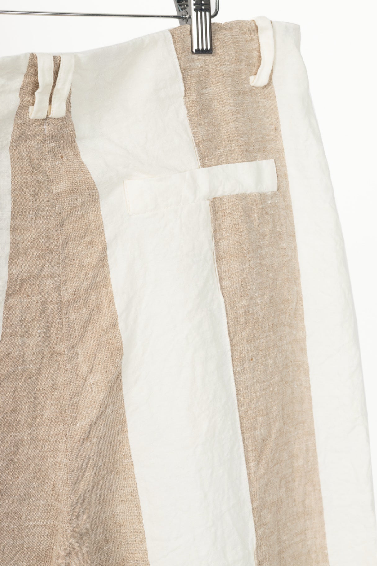 Annette Gortz Tabbi Taupe & White Linen Striped Wide-Leg Pants