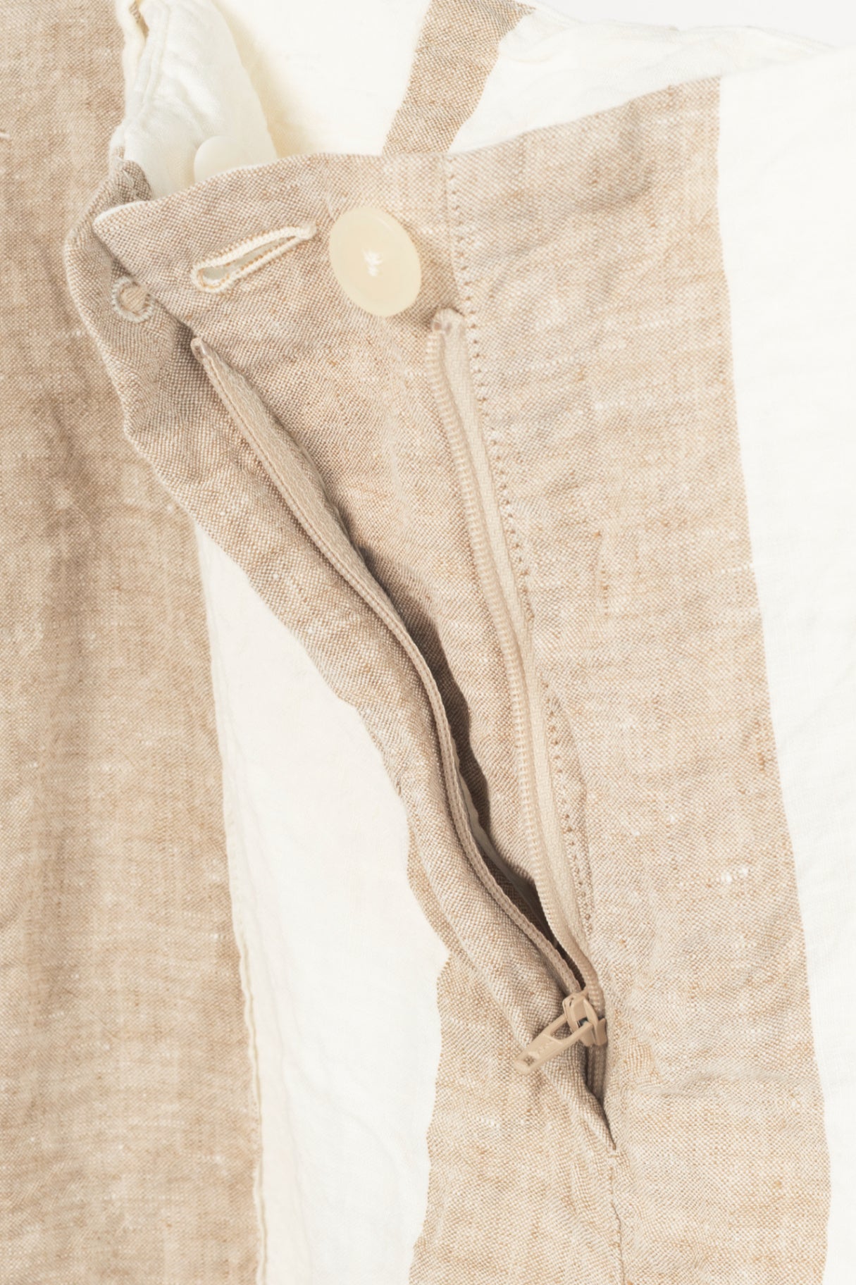 Annette Gortz Tabbi Taupe & White Linen Striped Wide-Leg Pants