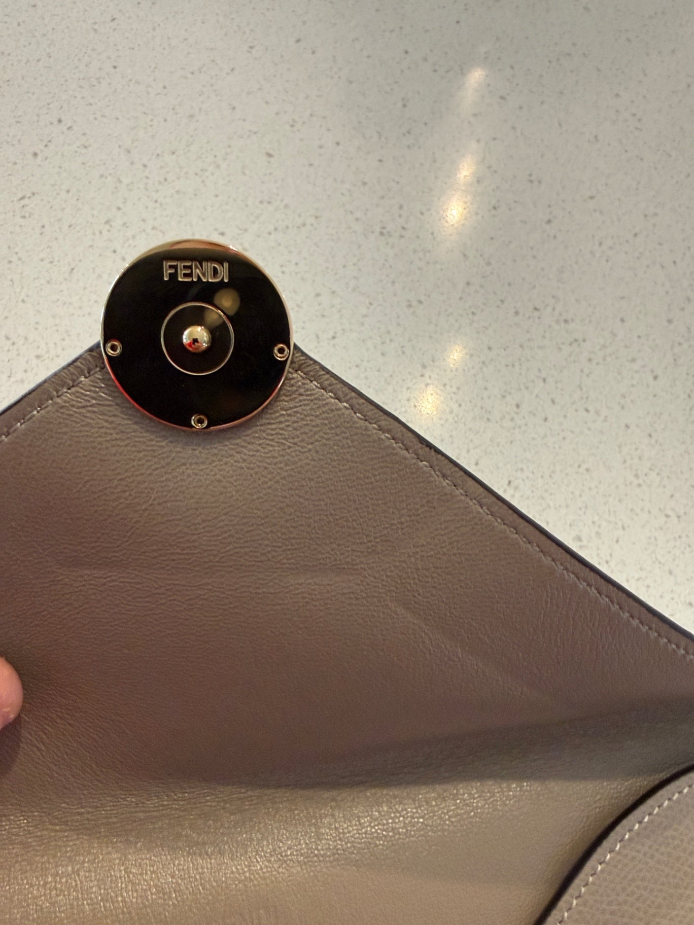 Fendi Grey Leather Envelope Clutch