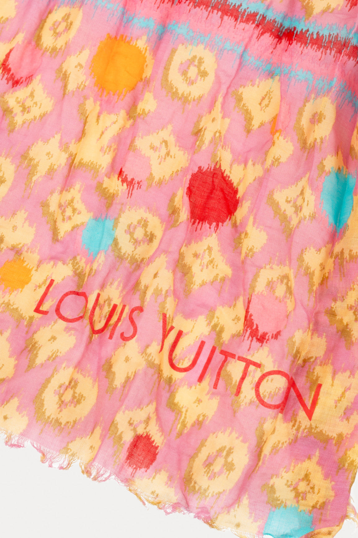 Louis Vuitton Pink Monogram Cotton Frayed Scarf