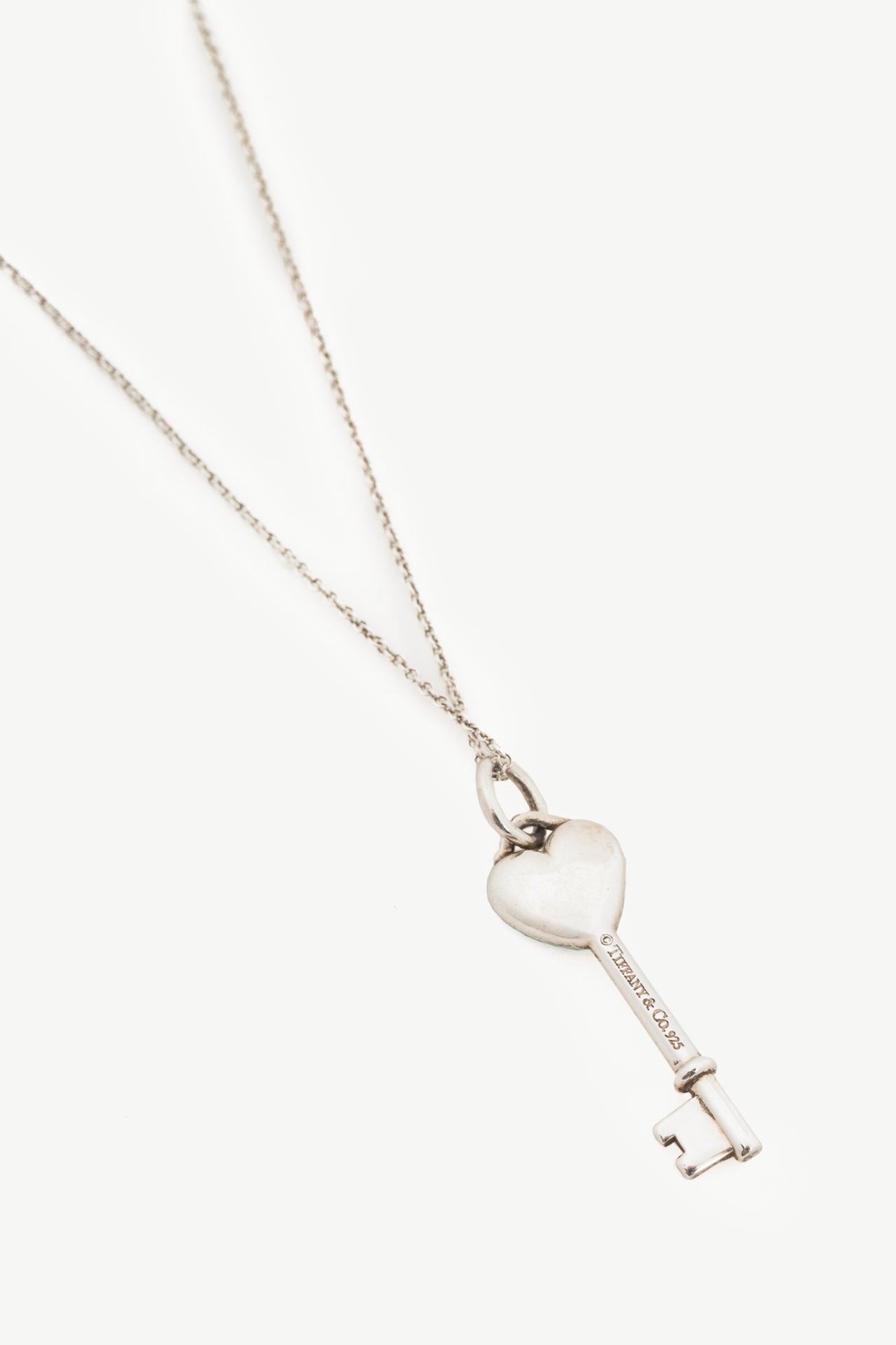 Tiffany & Co. Sterling Silver Enamel Heart-Key Necklace