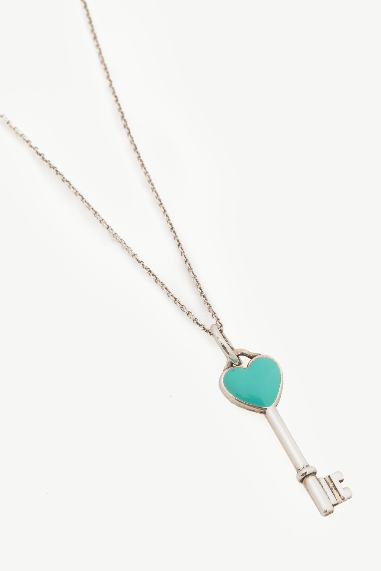 Tiffany & Co. Sterling Silver Enamel Heart-Key Necklace