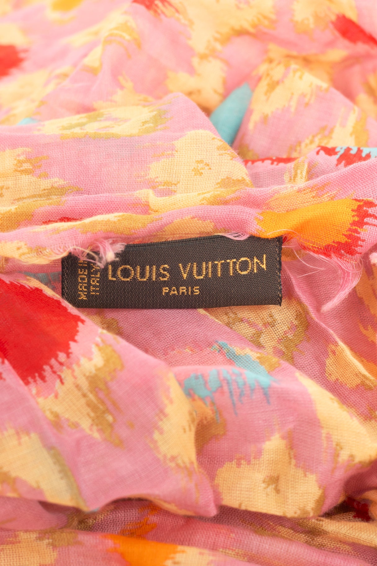 Louis Vuitton Pink Monogram Cotton Frayed Scarf
