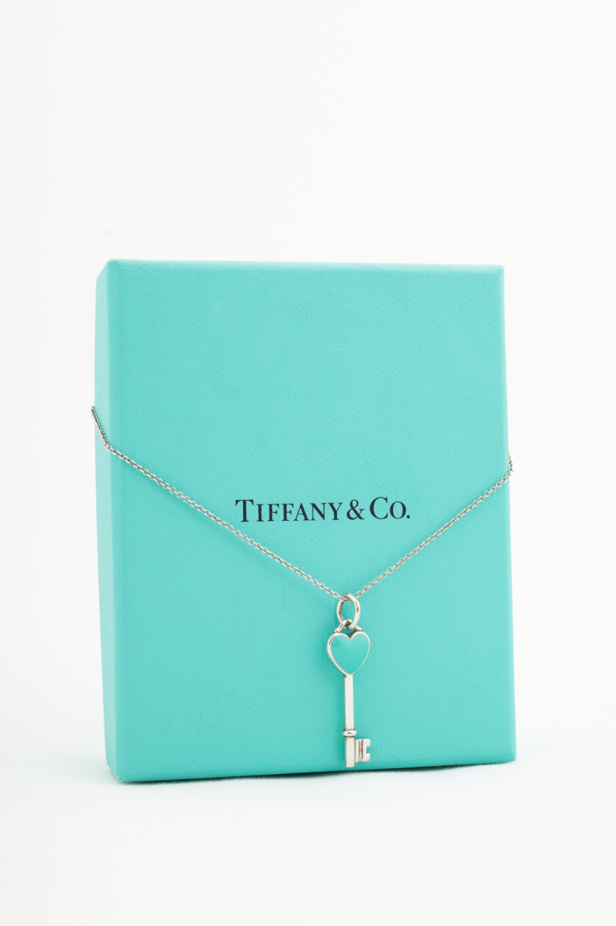 Tiffany & Co. Sterling Silver Enamel Heart-Key Necklace