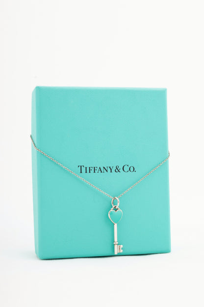 Tiffany & Co. Sterling Silver Enamel Heart-Key Necklace