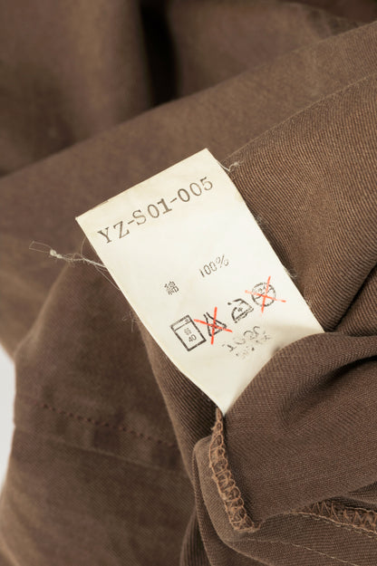 Y's Brown Cotton Twill Midi Skirt