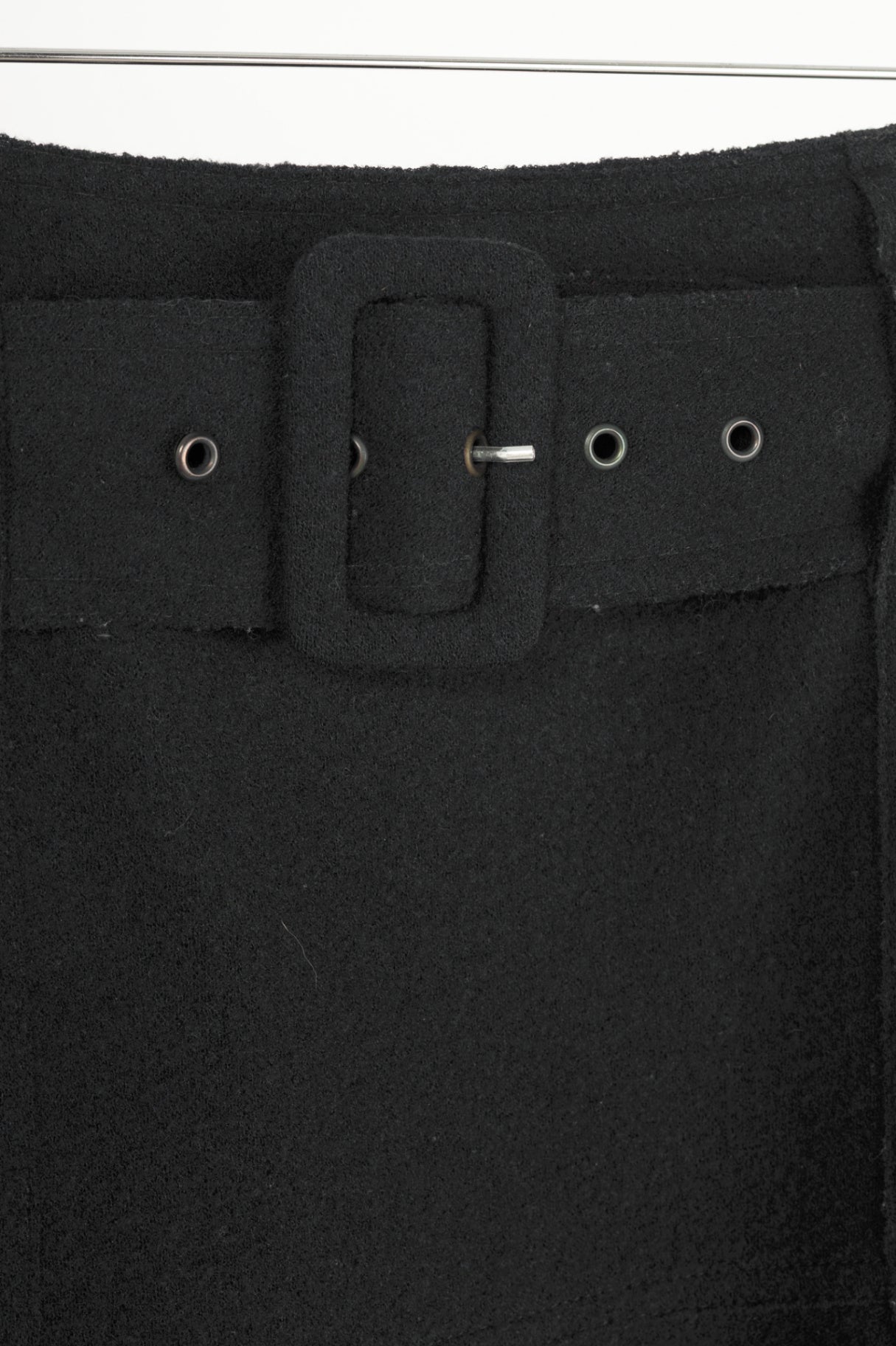 Luisa Cerano Black Boiled-Wool Belted Flared Skirt