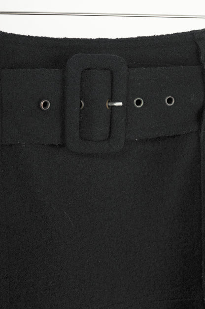 Luisa Cerano Black Boiled-Wool Belted Flared Skirt