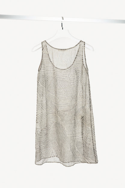 Crea Concept Grey Silk Sheer Gauze Tank Dress