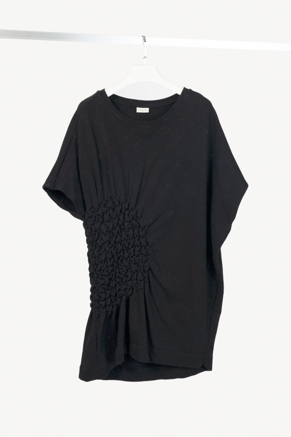 Dries Van Noten Hatir Black French Terry Ruched Mini Dress