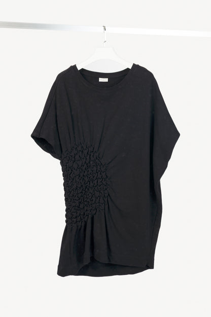 Dries Van Noten Hatir Black French Terry Ruched Mini Dress