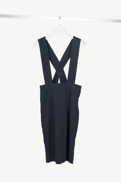 Comme Des Garcons Comme Des Garcons AW19 Navy Wool Suspender Skirt