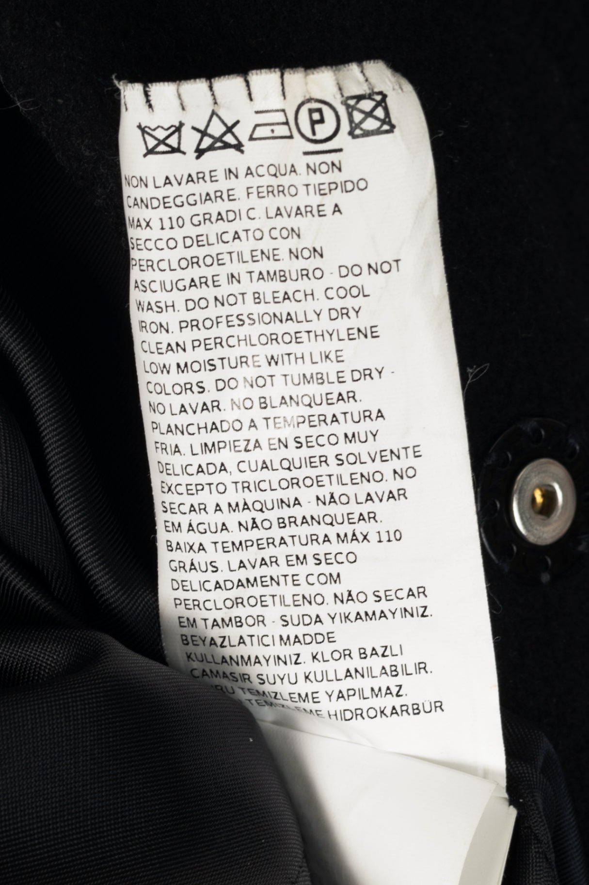 Max Mara Studio Black Wool Fur-Collar Pintuck Coat