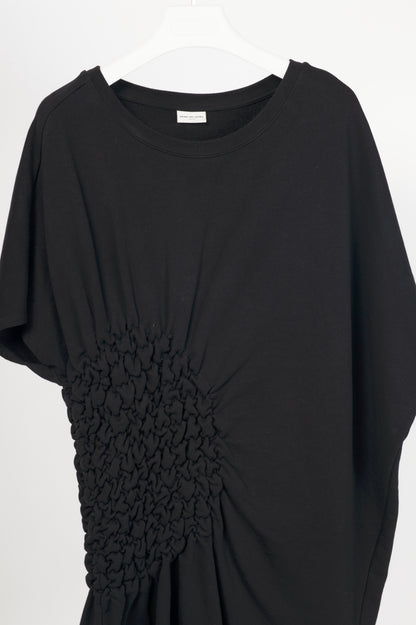 Dries Van Noten Hatir Black French Terry Ruched Mini Dress