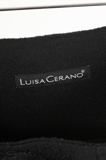 Luisa Cerano Black Boiled-Wool Belted Flared Skirt