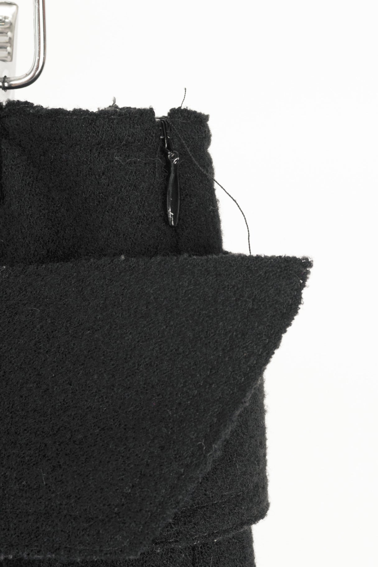 Luisa Cerano Black Boiled-Wool Belted Flared Skirt