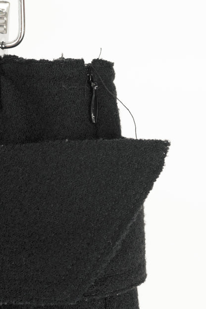 Luisa Cerano Black Boiled-Wool Belted Flared Skirt