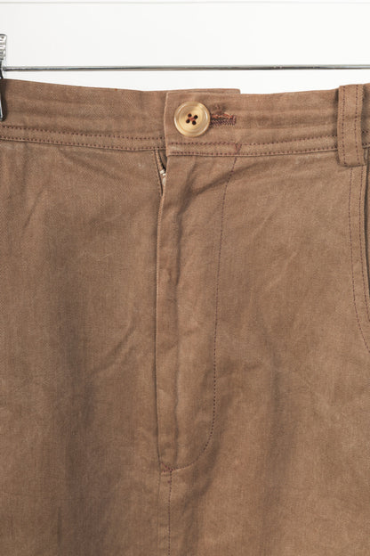 Y's Brown Cotton Twill Midi Skirt
