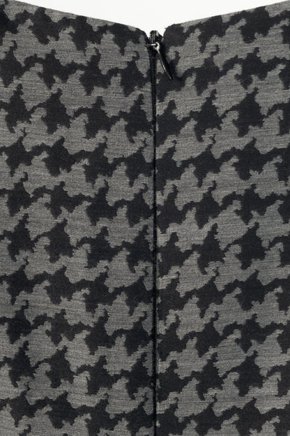 Prada AW13 Grey & Black Houndstooth Wool-Blend Jacquard Belted Dress