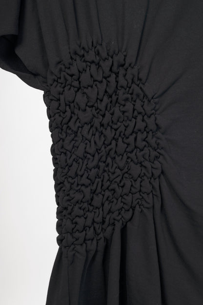 Dries Van Noten Hatir Black French Terry Ruched Mini Dress
