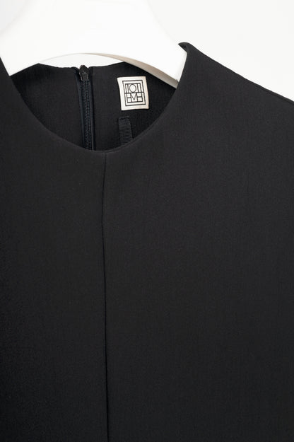 Toteme Strongoli Black Split-Front Crepe Midi Dress