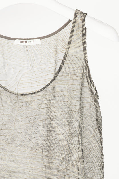 Crea Concept Grey Silk Sheer Gauze Tank Dress