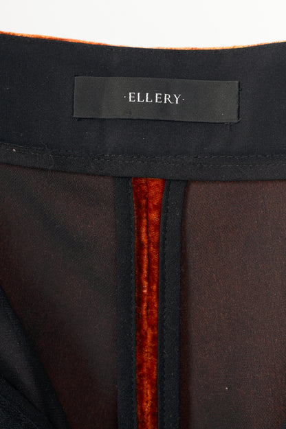 Ellery PF17 Cooly Chant Mottled Rust Cropped Crushed-Velvet Flared Pants
