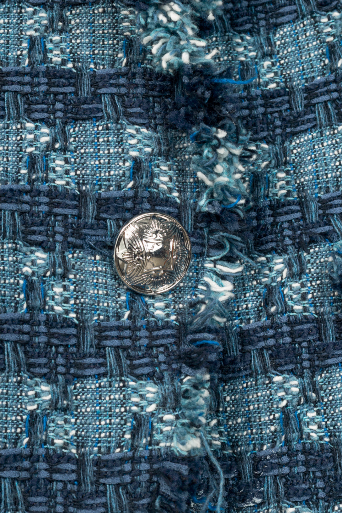 Veronica Beard Blue Striped Cutaway Tweed Dickey Jacket