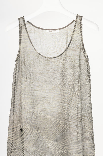 Crea Concept Grey Silk Sheer Gauze Tank Dress