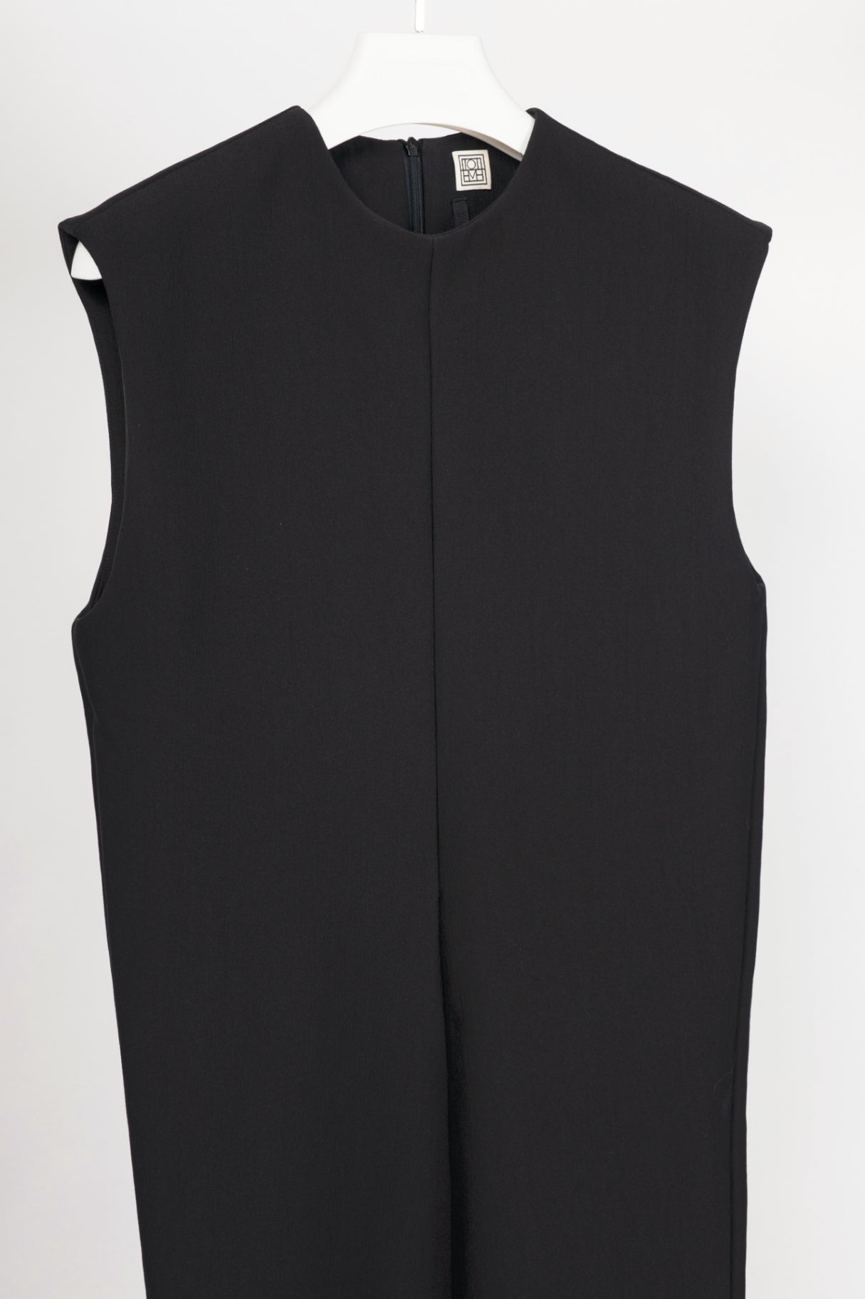 Toteme Strongoli Black Split-Front Crepe Midi Dress