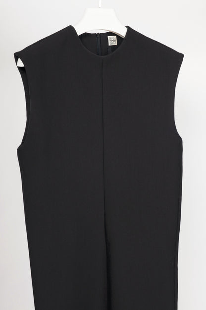 Toteme Strongoli Black Split-Front Crepe Midi Dress