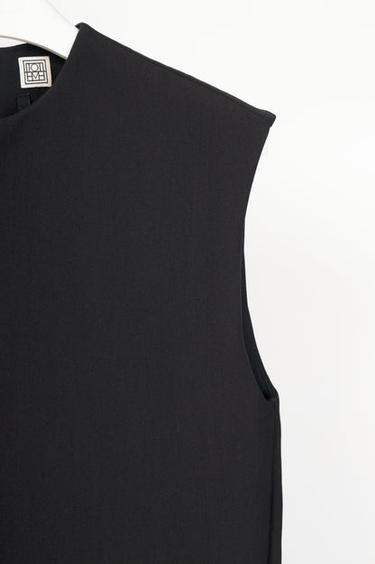 Toteme Strongoli Black Split-Front Crepe Midi Dress